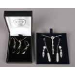 A silver and Whitby jet necklace and earring suite, together five pieces of Swarovski jewellery.