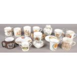 A box of commemorative wares. Including Royal Doulton King Edward VII mug, Aynsley, Royal Winton,