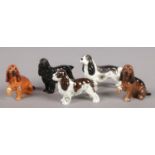 Five small Royal Doulton figures of dogs.