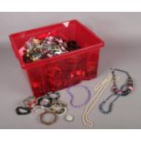 A quantity of costume jewellery. Necklaces, beads, bracelets etc.