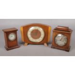 Three mantel clocks. Including example with Exacta movement, etc.