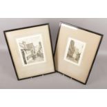 Two framed original and signed etchings. To include a Peter Grahame etching of Petergate, York