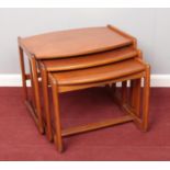 A nest of three G plan style teak coffee tables. (47cm height x 51cm length x 37cm depth)