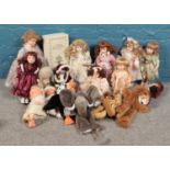 A quantity of porcelain dolls, vintage dolls & The Puppet company hand puppets.