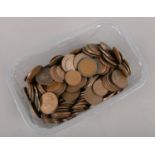 A box of British pre decimal coins. Including pennies and half pennies.