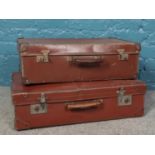 Two vintage suitcases. Label marked LMS.