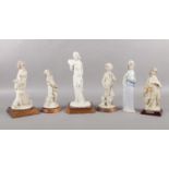 Six assorted ceramic figures. To include Lladro, Capodimonte and four signed by A. Belcari etc.