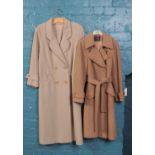 Two ladies camel coats. To include a size 14 vintage Marks and Spencer full length coat and a