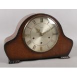 A Smith's mahogany 8-day mantle clock, with Roman Numeral dial, Westminster and Whittington