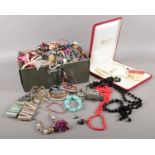 A quantity of costume jewellery. Bangles, beads, necklaces etc.