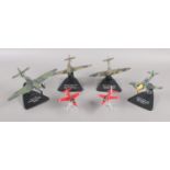 A collection of diecast aeroplanes on stands. Four Atlas Edition Battle of Britain and Dunkirk