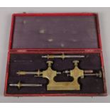 A vintage French watchmaker's Jacot tool. case inscribed 'tour a pivoter'.