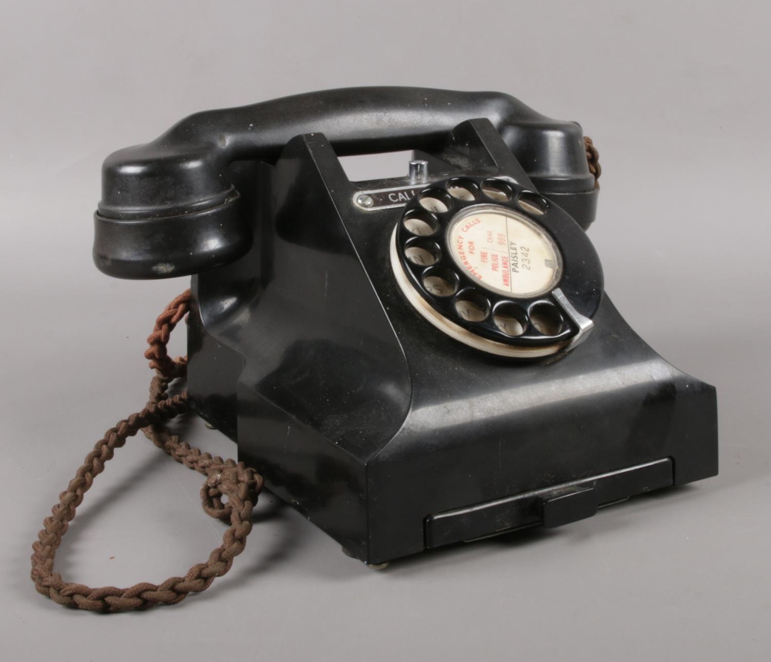 A Call Exchange bakelite telephone. (Model No 312L S53/3A) with pull out tray & braided cable. - Image 2 of 2