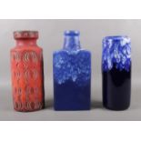 Three West Germany pottery vases. 281-30 (H30cm), 532-28 (H28.5cm), 285-30 ( H30.5cm).