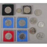A small quantity of coins. Including 1890 double florin, 1961 Festival of Britain Crown,