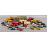 A box of diecast vehicles. Including Matchbox, Dinky, etc.