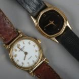 Two ladies quartz wristwatches. Includes Omega De Ville and an 18ct gold electroplated Raymond