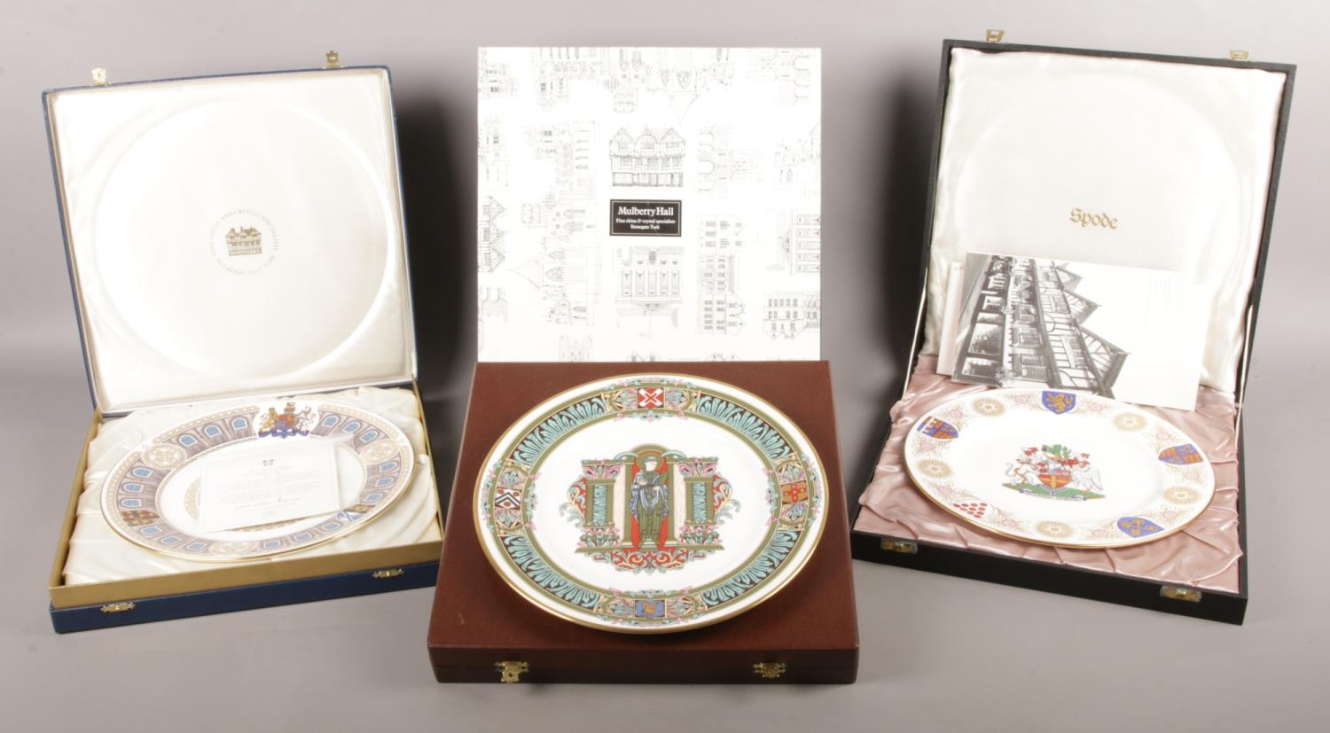 Five boxed Limited Edition display plates, including examples depicting Winchester Cathedral and