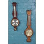 Two banjo barometers. Including inlaid example, etc.