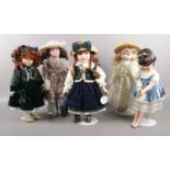 Five porcelain dolls. Alberon collectors 'Clara', Leonardo collectors 'Astrid', Dolls of Distinction