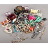 A quantity of costume jewellery. Beads, earrings, necklaces etc