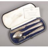 A Victorian silver christening set. Assayed Birmingham 1870 by George Unite.