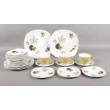A collection of Midwinter Stylecraft fashion shape tea/dinner service. Three cups, saucers, side