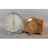 A large Junghans metal cased stop clock & Smiths Enfield wooden mantle clock. Junghan model was