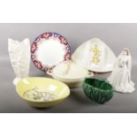 A quantity of ceramics. Including Royal Crown Derby plate, Sylvac, Royal Worcester Queen Elizabeth