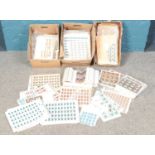 Three boxes of world stamp sheets. Including Polish, Bulgaria, Czech Republic, etc.