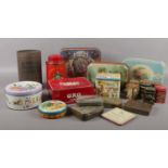 A box of vintage tins. To include Oxo, Quality street, Daintee etc