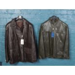 Two Italian leather jackets. Size 48.