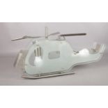 A model helicopter glass/chrome lamp. (34cm height 62cm width)