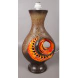 A large West German pottery table lamp. (56cm)