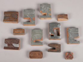 A small quantity of Sheffield printing blocks, mainly advertising garden tools by Thos. Staniforth &