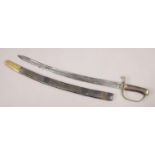 A mid 19th Century Police constabulary hanger sword, with 60cm curved blade and brass tipped