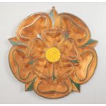 A large carved oak wall plaque, depicting the Yorkshire Rose. Diameter: 64cm.