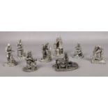 Eight Franklin Mint pewter figures. Tallest 13.5cm