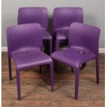 A set of 10 Pop by Origin stacking chairs in purple.