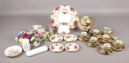 A selection of ceramics. To include Royal Albert 'Old Country Roses', an oriental part tea set,