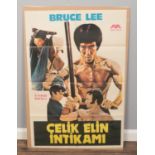 A Turkish Bruce Lee film poster advertising Fist of Unicorn (Çelik Elin Intikam?). 100cm x 68cm.