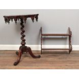 Two decorative turned and carved wooden pieces. To include a rosewood occasional table with