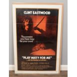 An original 1971 film poster advertising "Play Misty for Me", starring Clint Eastwood. 104cm x 69cm