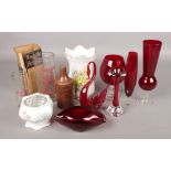 A quantity of miscellaneous. Whitefriars red glass swan, assorted red glassware, vintage glass