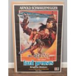 A large Turkish film poster starring Arnold Schwarzenegger and Brigitte Nielsen in Conan III 'Red