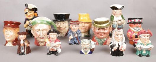 A good collection of ceramic character and Toby jugs. To include examples from Beswick, Shorter