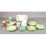 A selection of named ceramics. To include Beswick strawberry pattern sandwich platter, tea plates