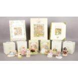 Ten Royal Doulton Brambly Hedge Figures, many with boxes, together with three hardback books. To