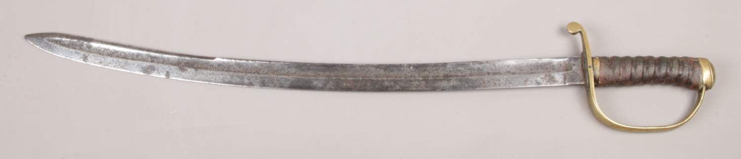 A mid 19th Century Police constabulary hanger sword, with 60cm curved blade and brass tipped - Image 2 of 3