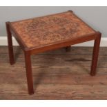 A teak tile top table. (60cm x 45cm)